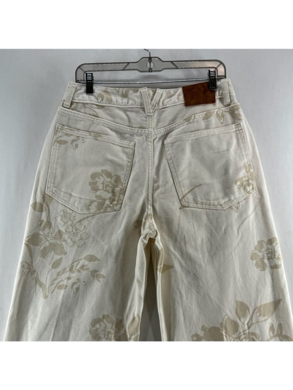 Vans Sirelle Floral High Waisted Mom Jeans Womens 29 Wide Leg Cotton Ecru Cream - Picture 9 of 14